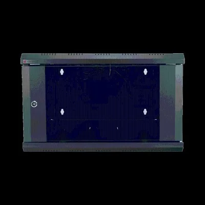 Gabinete de Pared Desarmado / 6U / 19 Pulgadas / 600 x 550 x 382 mm / Cristal Templado 5 mm / Carga Estática 60 kg / Acero SPCC RAL 9004 / IP20 Interior / RoHS