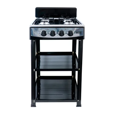 SUPER FLAMA Parrilla a Gas 4 Quemadores Acero Inox y Anaquel ELSA-4