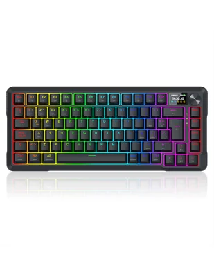 Teclado gamer alámbrica e inalámbrica QWERT español con interruptor Lineal (Red Black) K724 UCAL LCD
