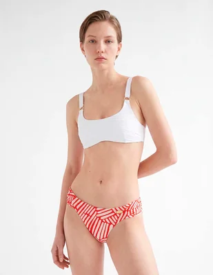 Bikini estampado floral a la media pretina con resorte para mujer