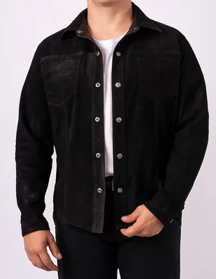 Sobrecamisa casual de piel manga larga para hombre