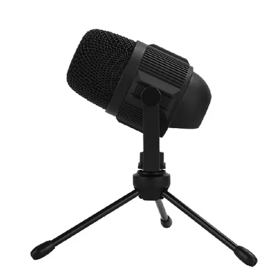 MICROFONO GAMING STREAMING USB TIPO C CON BASE TIPO TRIPIE PARA ESCRITORIO NEGRO OGMIC-02 PC MAC