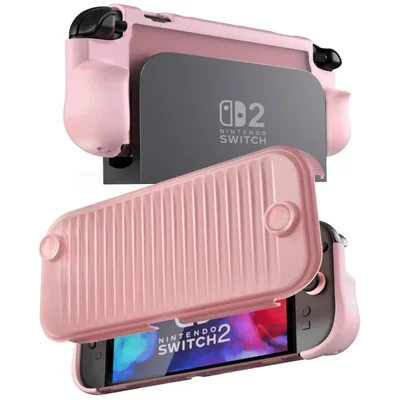 Grip Case ProCase acoplable para Switch 2 con protector de pantalla color rosa claro