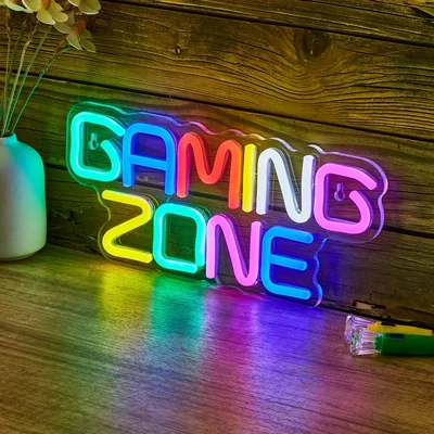 Letrero Led Neón Gaming Zone, Decoración de Pared, Letreros de Luces de Neón USB para Sala de Juegos, Dormitorio Gamer
