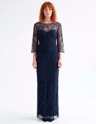 Vestido maxi de fiesta escote medio