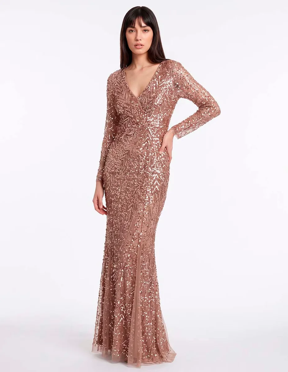 Vestido maxi de fiesta escote v