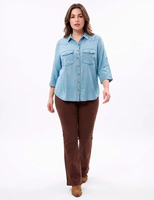 Blusa camisera manga 3/4 para mujer
