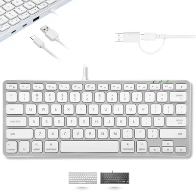 Teclado Macally USB‑C + A de 78 teclas acabado plateado con hub USB