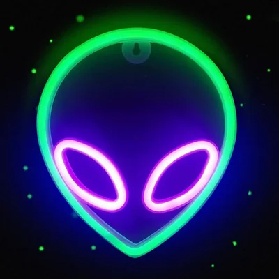 Letrero de neón NICETHUMB 20 cm x 22 cm LED Alien USB/Batería