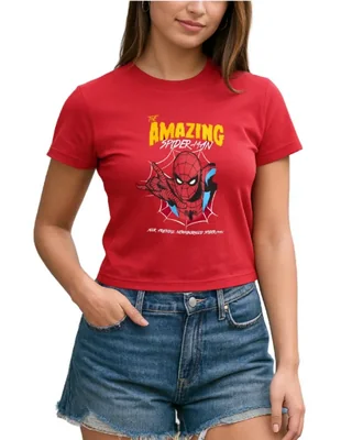 Remera Crop Gráfica Mujer Marvel Spider-Man Roja Talle M