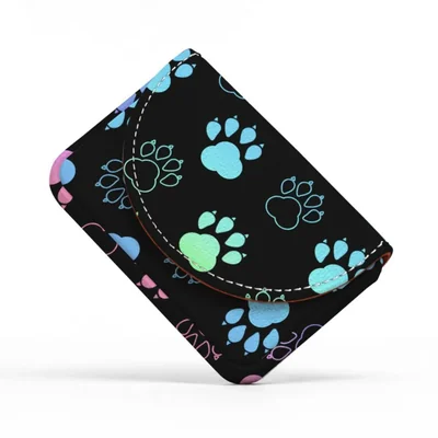 Portatarjetas FenZen con diseño de huella de perro en cuero PU