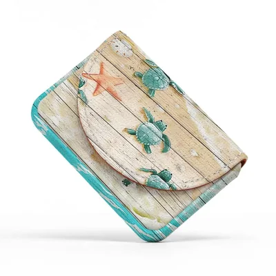 Portatarjetas FenZen 10 × 66 × 18 cm con tortuga marina – cuero PU