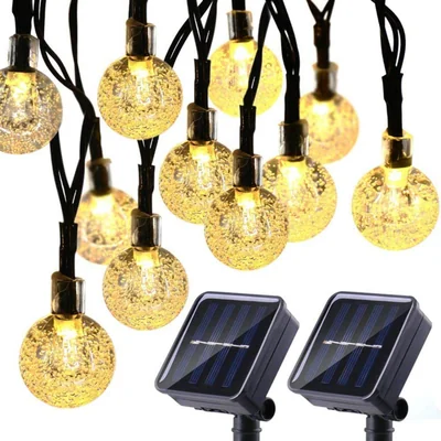 Serie de 30 Y 50 Luces Led Solares Para Exteriores Amarillo 30 Focos Led luz Cálida (4.25 mts)