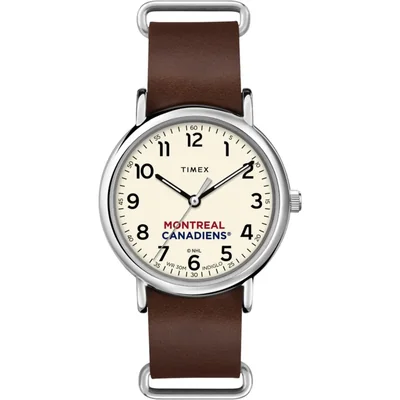 Timex Tribute Reloj para Hombre NHL Weekender de 40 mm con Correa de Cuero Marrón 20 mm Reloj Casual (Modelo: TWZHCANMUYZ) Montreal Canadiens