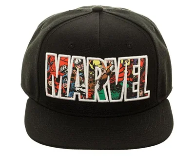 Bioworld Gorra Snapback Negra con Logo de Marvel Comic