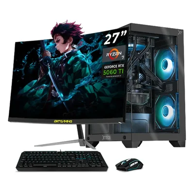 Xtreme pc rtx 5060 ti ryzen 7 32gb ssd 1tb monitor 27 grey