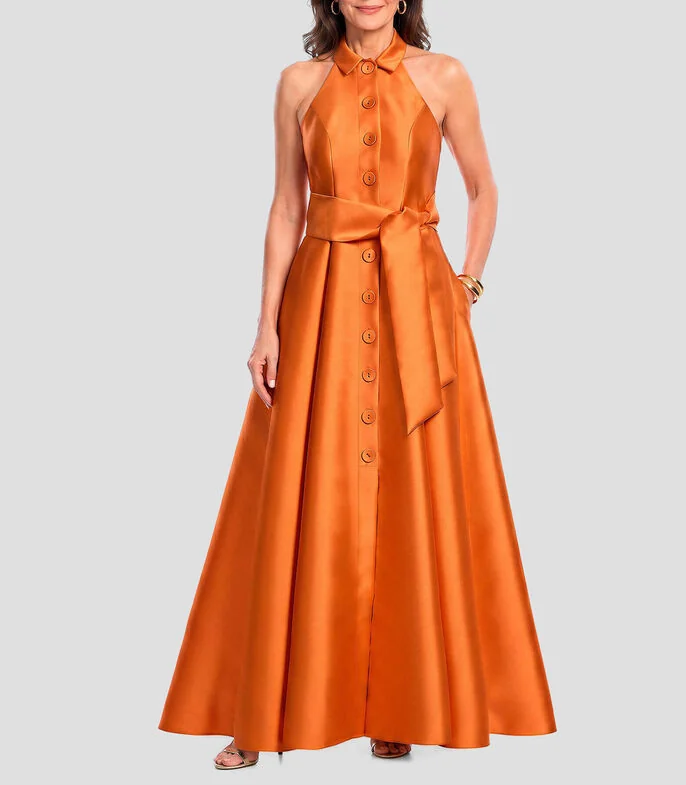 Vestido largo liso Mujer