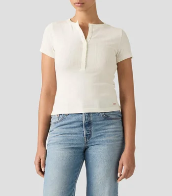 Playera cuello redondo manga corta lisa Mujer