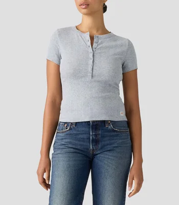 Playera cuello redondo manga corta lisa Mujer