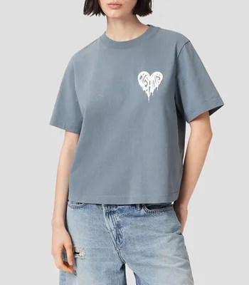 Playera cuello redondo manga corta estampada Mujer