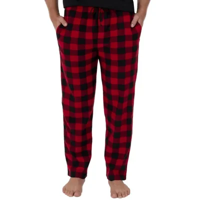 Pantalón de pijama de franela polar para hombre Fruit of the Loom cuadro escocés rojo