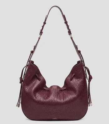 Bolsa hobo lisa con detalle texturizado Mujer