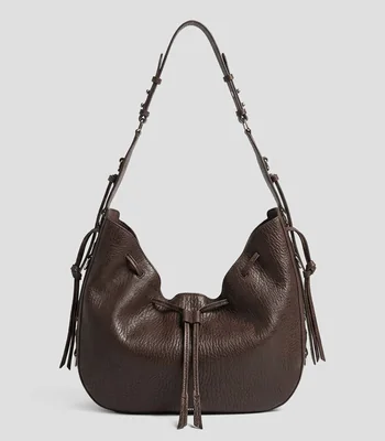 Bolsa hobo lisa con detalle texturizado Mujer