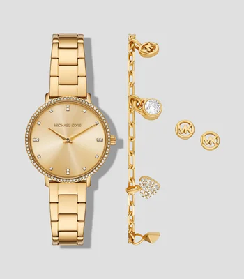 Set de Reloj con Accesorios Reloj, Pulsera y Aretes para Mujer Pyper Clásico Dorado