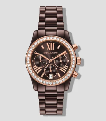 Reloj para Mujer Lexington Cerámica Clasico Marrón, Dorado Rosado