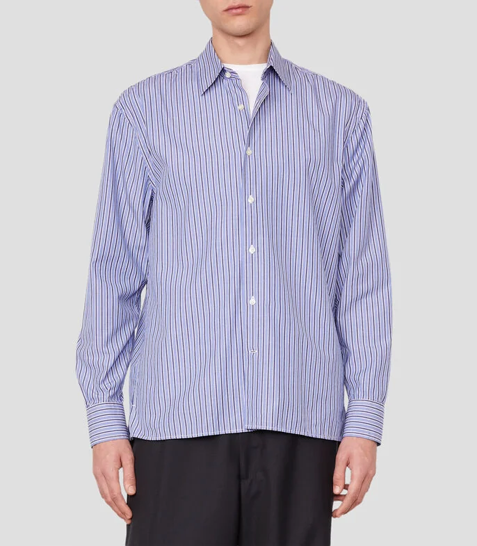 Camisa a rayas manga larga Hombre