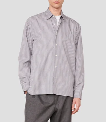 Camisa a rayas manga larga Hombre