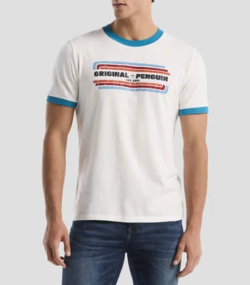 Playera cuello redondo manga corta estampada Hombre