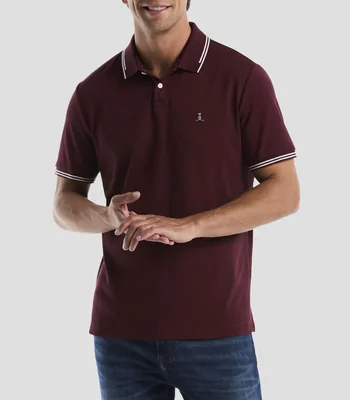 Playera tipo polo manga corta Interlock Tipped lisa Hombre