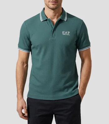 Playera tipo polo manga corta microdiseño Hombre