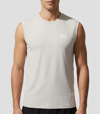 Playera para entrenamiento cuello redondo sin mangas lisa Hombre