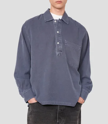 Playera tipo polo manga larga lisa Hombre