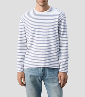Playera cuello redondo manga larga rayas Hombre