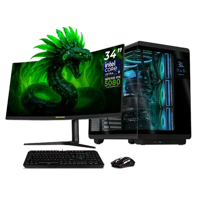 Pc dxt rtx 5080 ultra 9 32gb ddr5 ssd 1tb monitor 34 black
