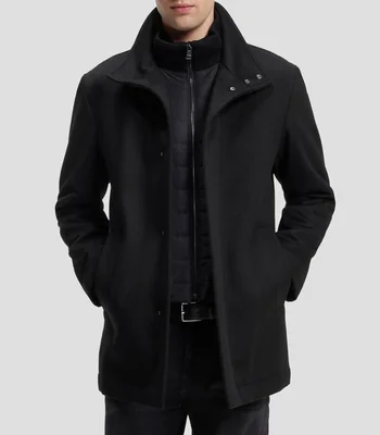 Abrigo formal en tejido italiano con cuello alzado Hombre