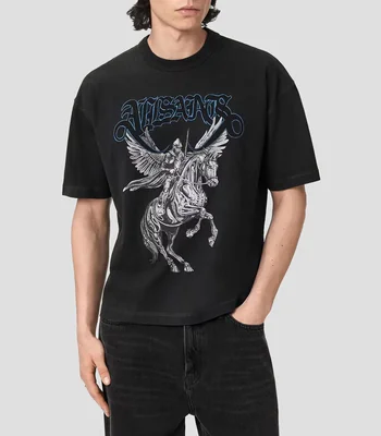 Playera negra cuello redondo manga corta Vanguard estampada Hombre