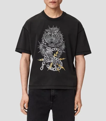 Playera cuello redondo manga corta estampada Hombre
