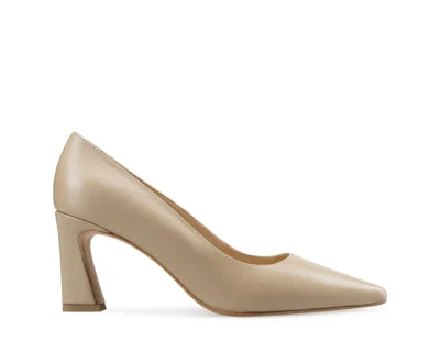 Zapatillas De Tacón Davenia De Piel Para Dama Mod. Perla Beige