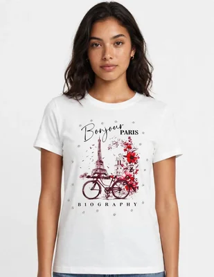 Playera manga corta cuello redondo para mujer