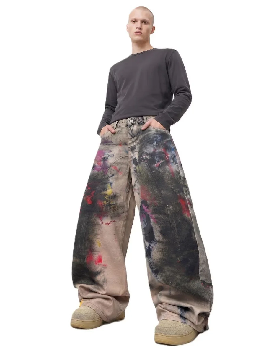Jeans baggy deslavado para hombre