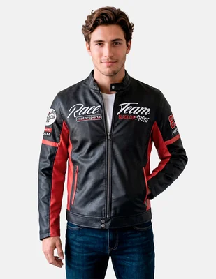 Chamarra para motociclista con bolsillos para hombre