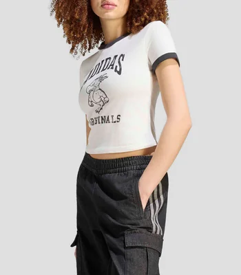 Playera cuello redondo manga corta estampada Mujer