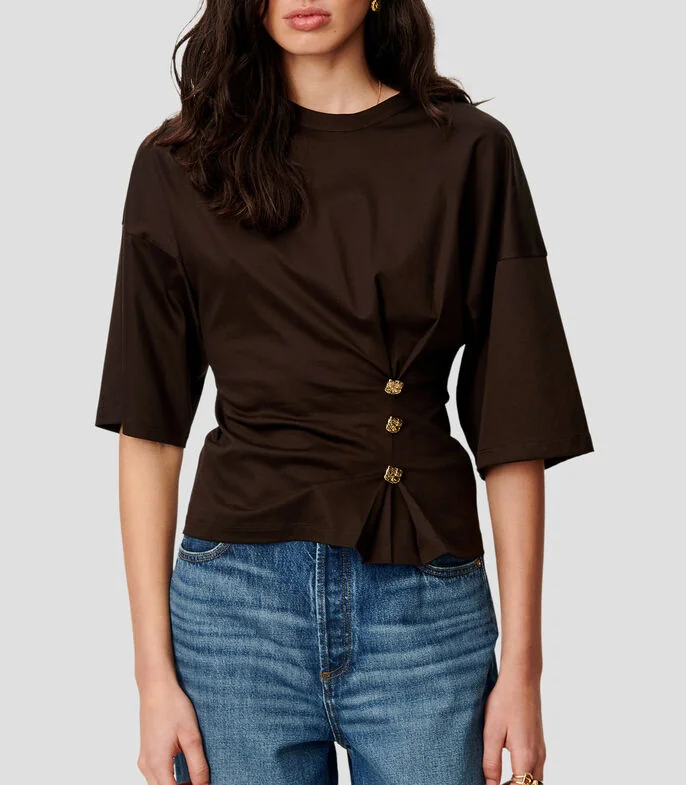 Playera cuello redondo manga corta lisa Mujer