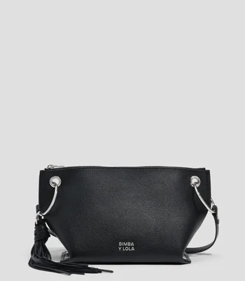Bolsa shoulder negra en piel Trapecio lisa Mujer