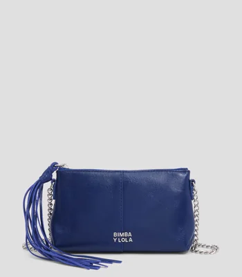 Minibolso crossbody azul en piel Mujer
