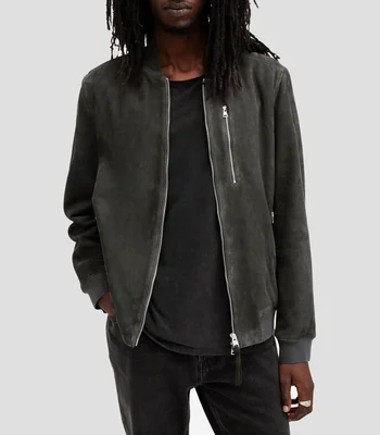 Chamarra bomber en piel suede Kemble Hombre